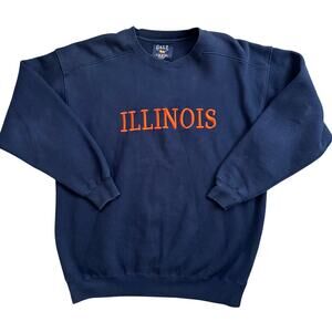 Vtg 90s Galt Crew Illinois U of I Fighting Illinois Embroidered Sweatshirt Sz XL